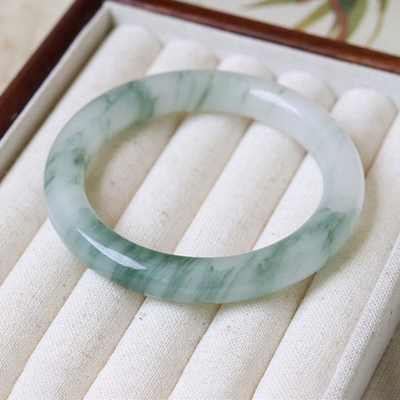 Bracelet jonc porte-bonheur et prospérité en jade naturel 56 mm