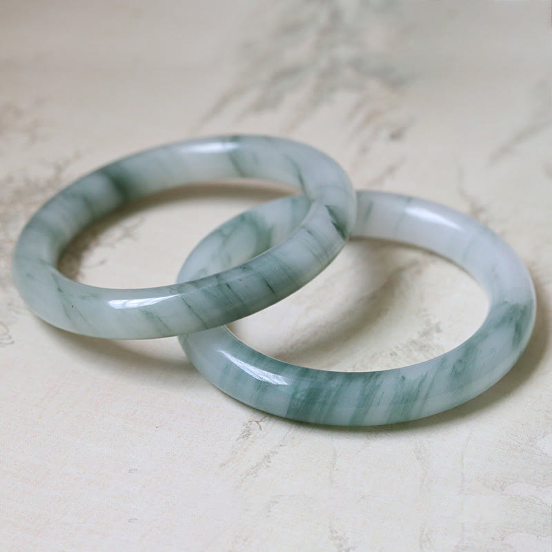 Bracelet jonc porte-bonheur et prospérité en jade naturel 56 mm