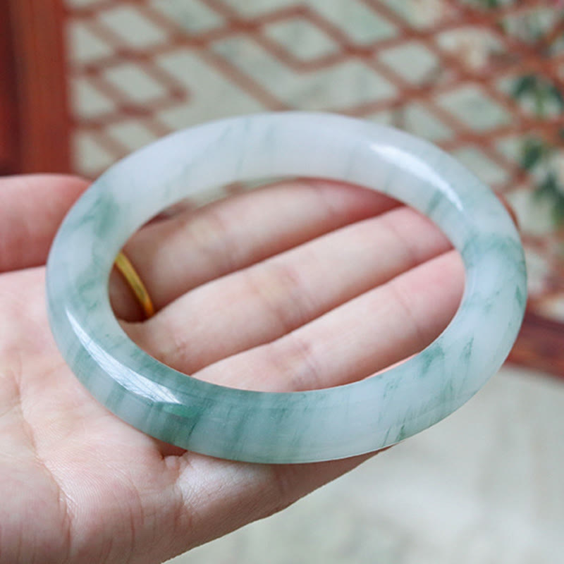 Bracelet jonc porte-bonheur et prospérité en jade naturel 56 mm