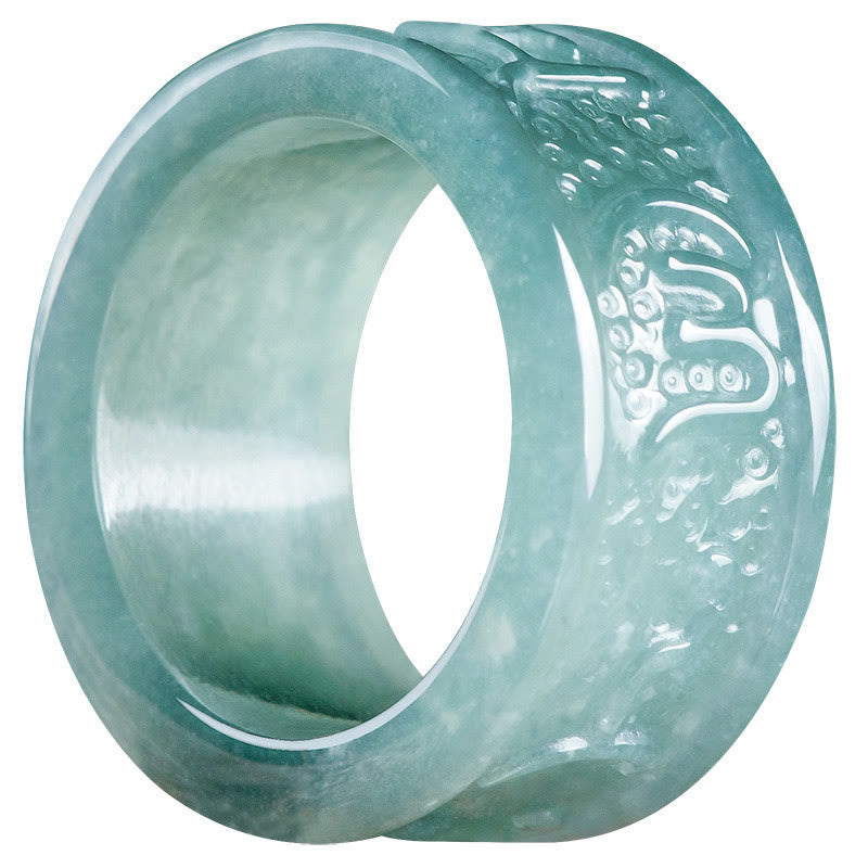 Bague de prospérité en jade naturel Om Mani Padme Hum 18 mm