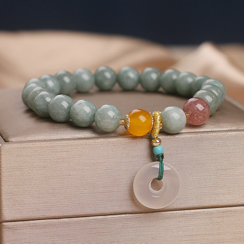 Bracelet en jade naturel avec boucle de paix pour la prospérité et l'abondance