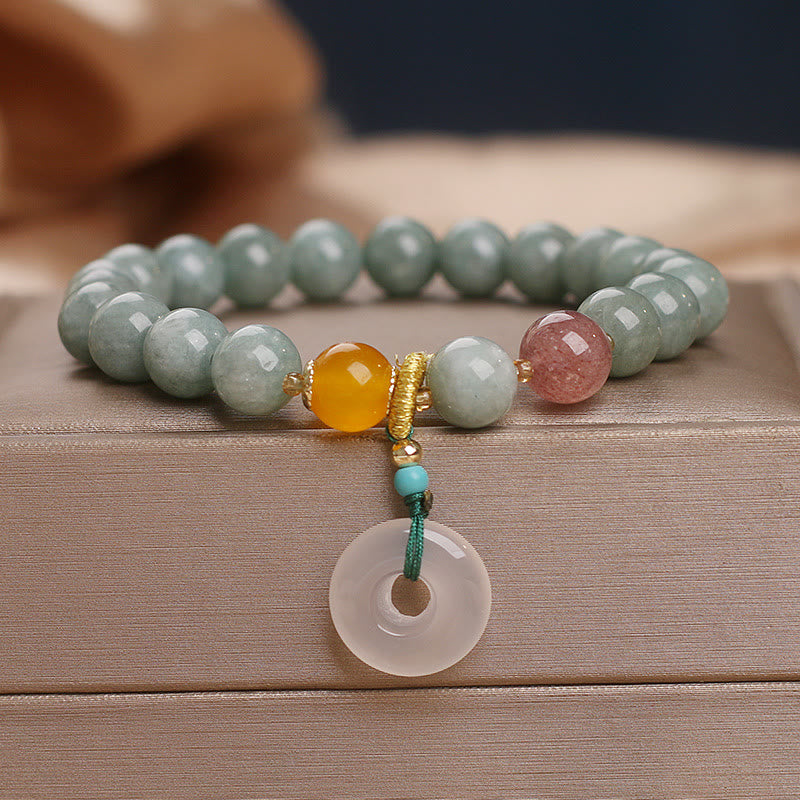 Bracelet en jade naturel avec boucle de paix pour la prospérité et l'abondance