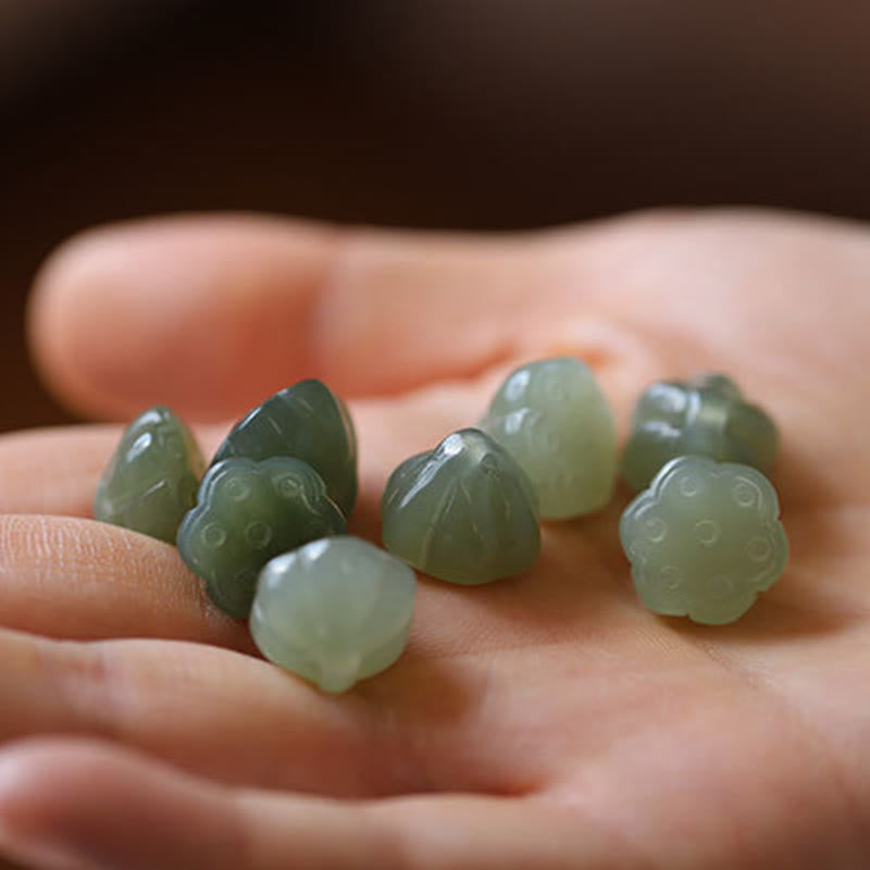 Collier en jade naturel avec boucle de paix et lotus | Énergie d'abondance