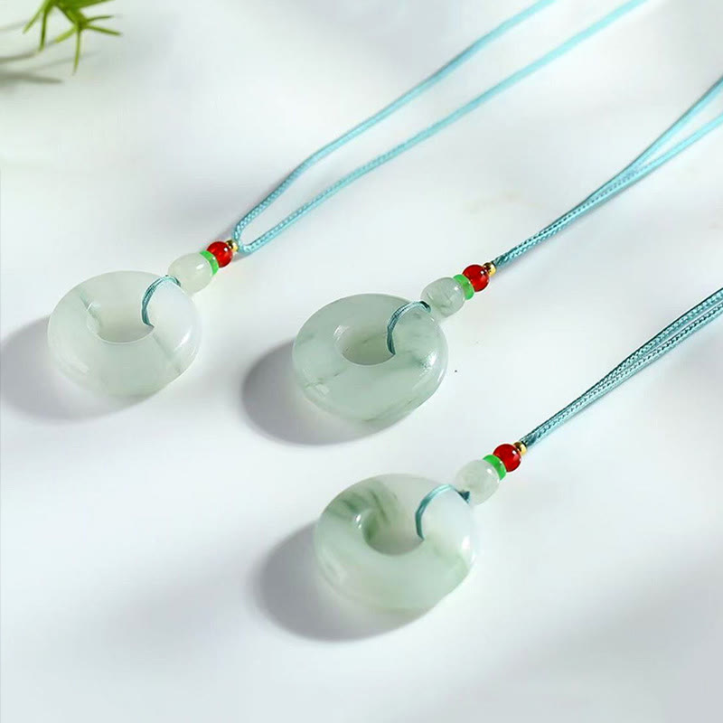 Collier de prospérité avec boucle de paix en jade naturel 45 cm