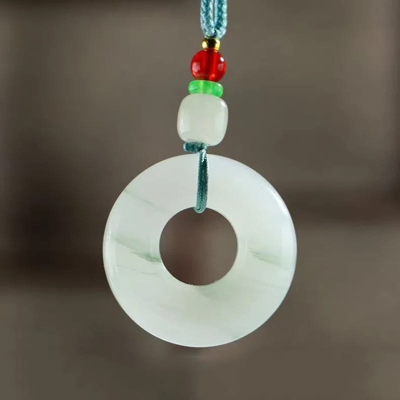 Collier de prospérité avec boucle de paix en jade naturel 45 cm