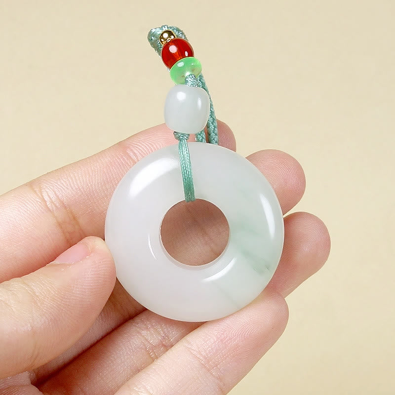 Collier de prospérité avec boucle de paix en jade naturel 45 cm