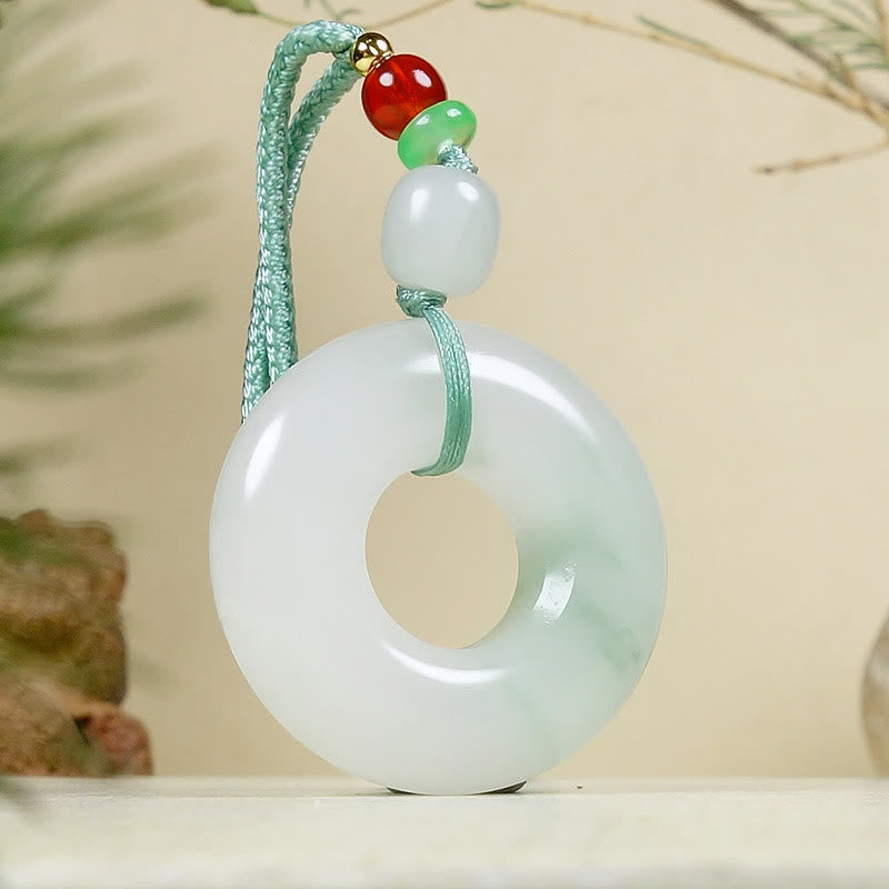 Collier de prospérité avec boucle de paix en jade naturel 45 cm