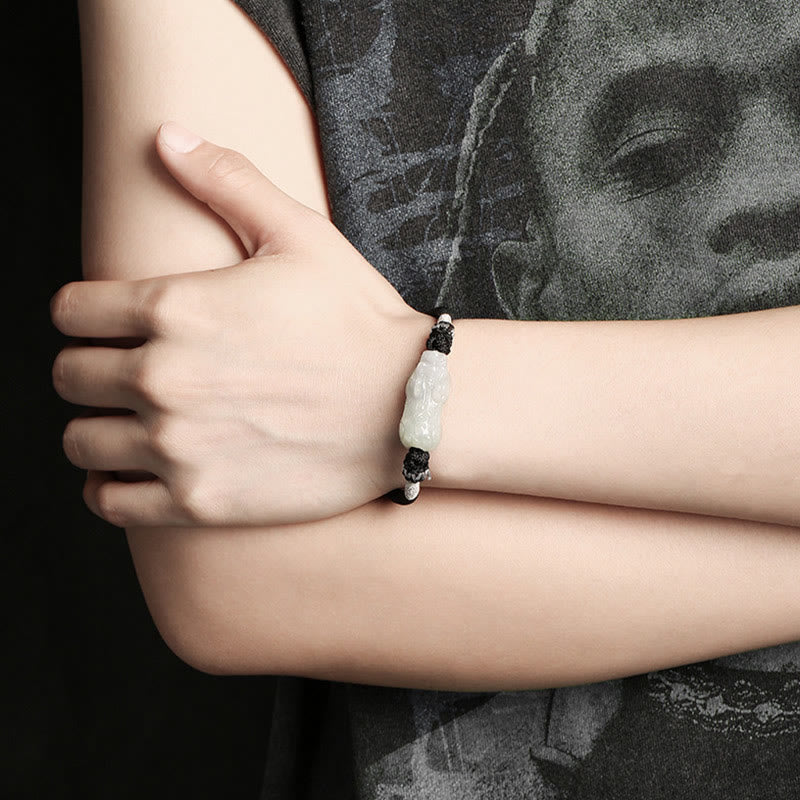 Bracelet de prospérité en jade naturel PiXiu 14-26 cm