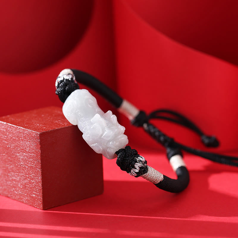 Bracelet de prospérité en jade naturel PiXiu 14-26 cm