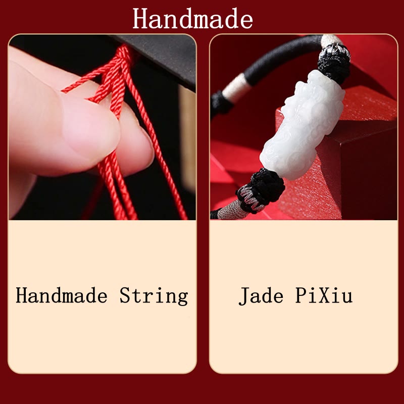 Bracelet de prospérité en jade naturel PiXiu 14-26 cm