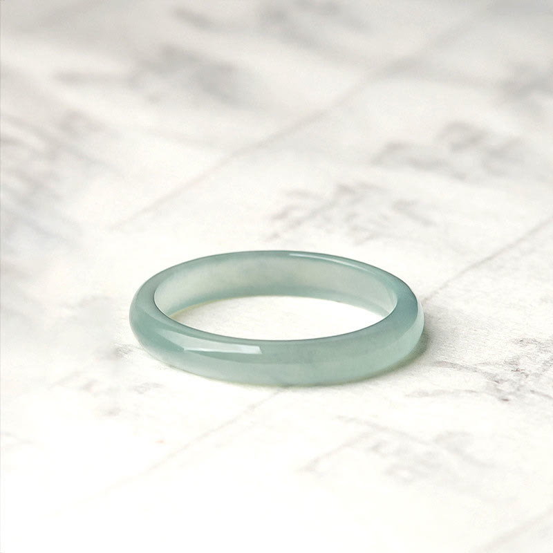 Bague porte-bonheur en jade naturel, ronde/carrée, 18 mm | Sons de guérison
