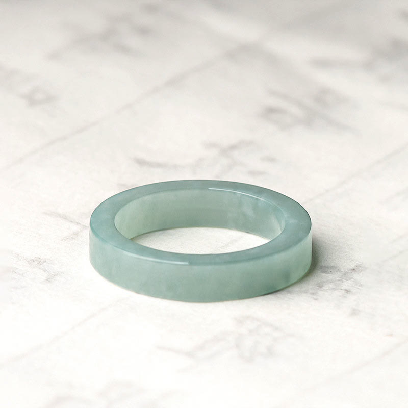 Bague porte-bonheur en jade naturel, ronde/carrée, 18 mm | Sons de guérison