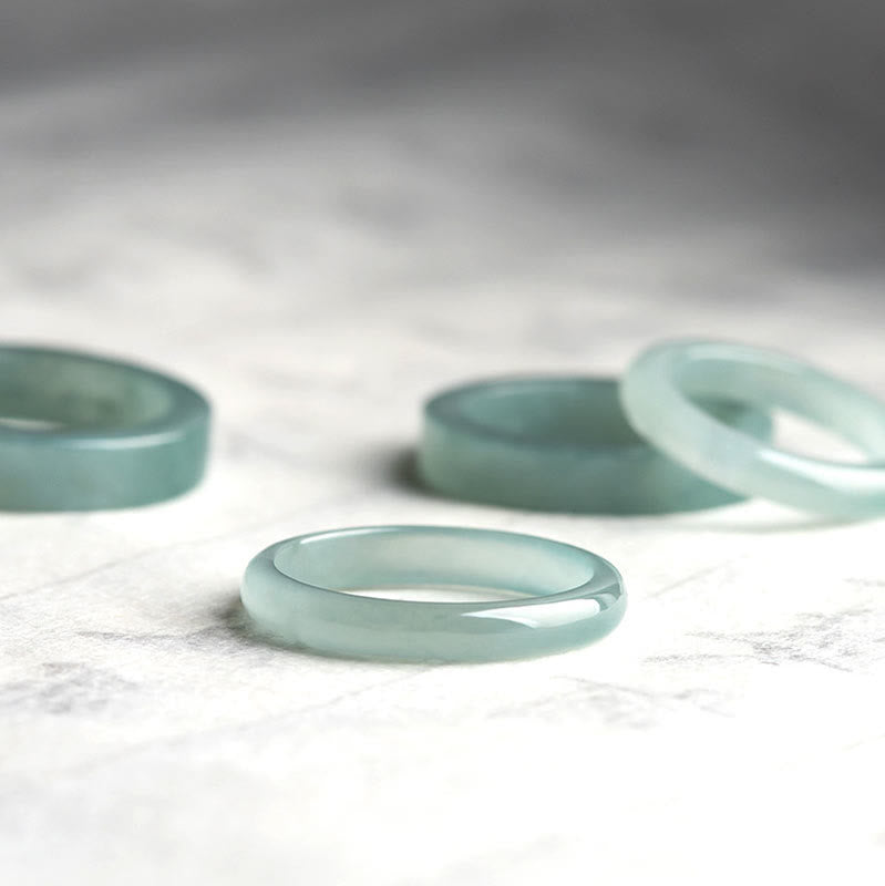 Bague porte-bonheur en jade naturel, ronde/carrée, 18 mm | Sons de guérison