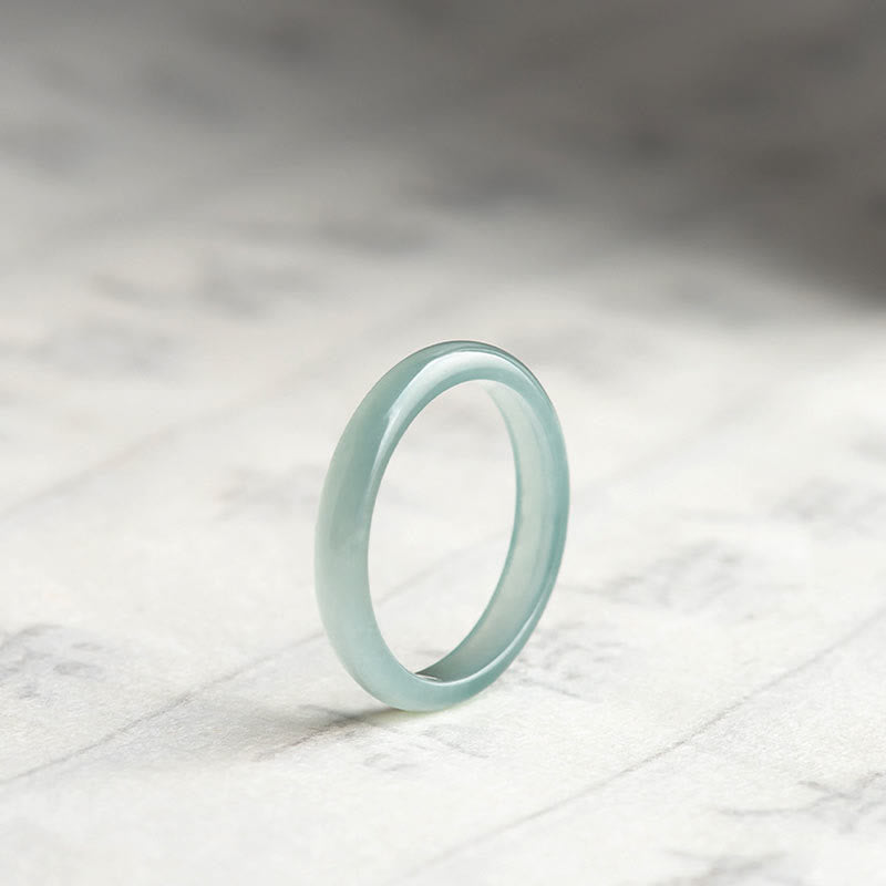 Bague porte-bonheur en jade naturel, ronde/carrée, 18 mm | Sons de guérison