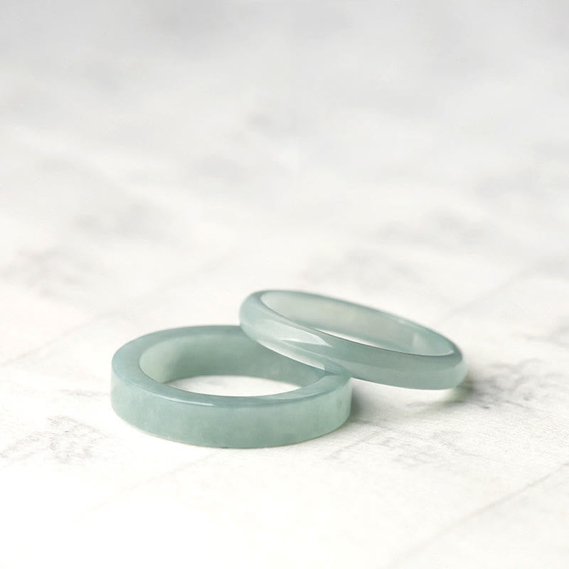 Bague porte-bonheur en jade naturel, ronde/carrée, 18 mm | Sons de guérison