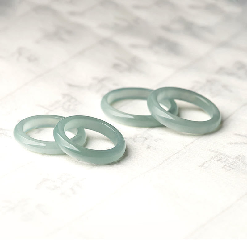 Bague porte-bonheur en jade naturel, ronde/carrée, 18 mm | Sons de guérison