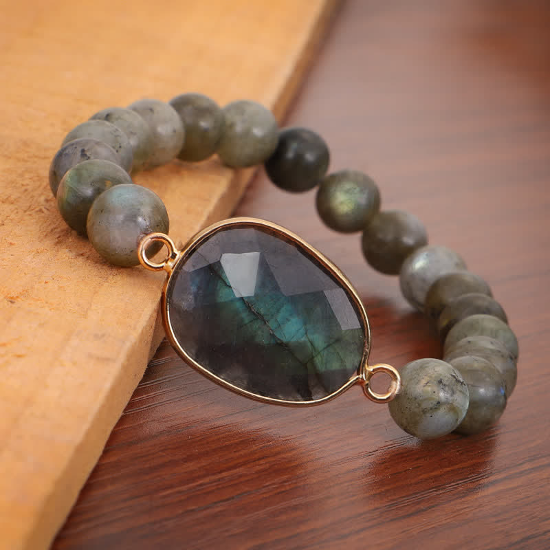 Bracelet de soutien de guérison en labradorite naturelle et pierre de lune