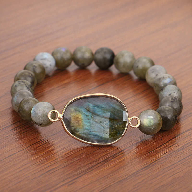 Bracelet de soutien de guérison en labradorite naturelle et pierre de lune