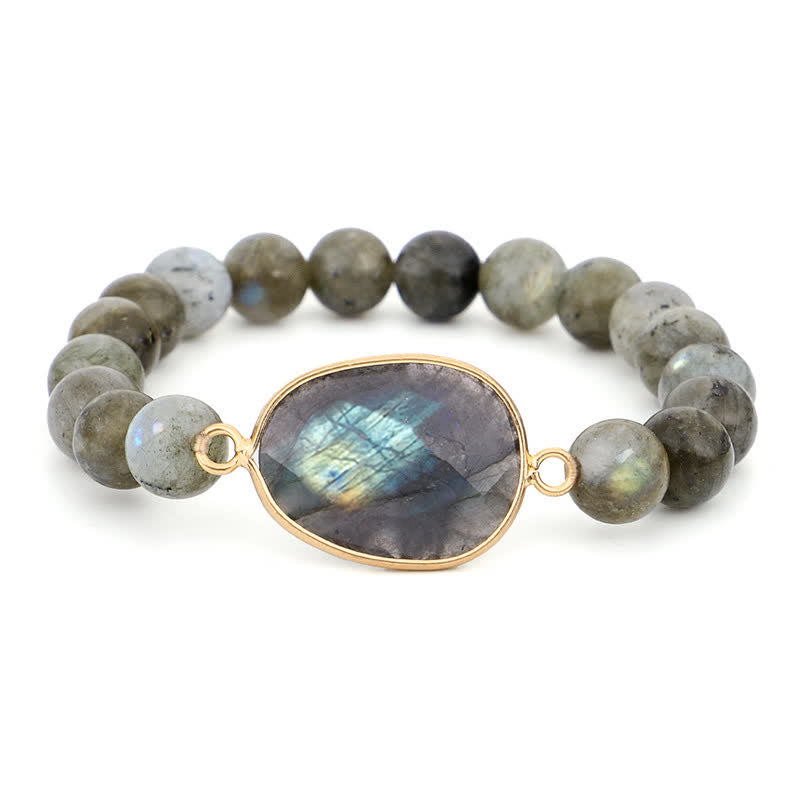 Bracelet de soutien de guérison en labradorite naturelle et pierre de lune