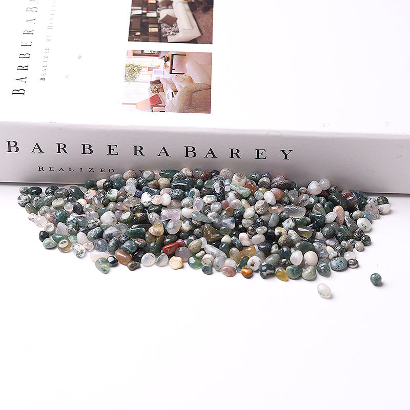 Éclats de pierres roulées en agate mousse naturelle de 5 à 9 mm