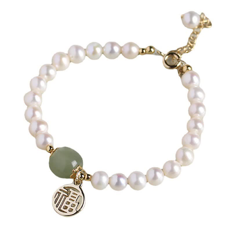 Bracelet en jade Hetian et perles naturelles pour le bonheur et la guérison