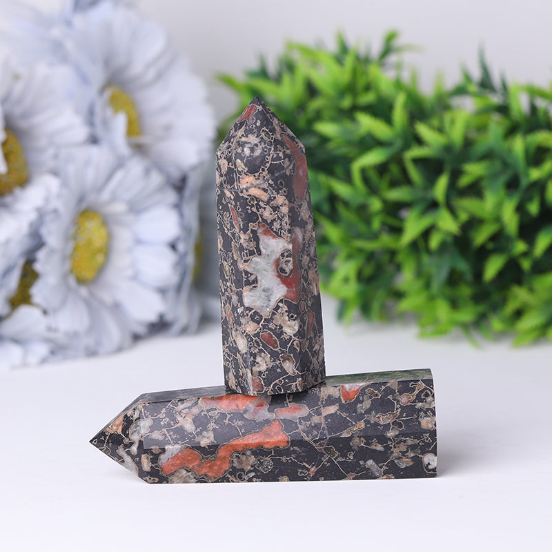 Natural Plum Blossom Jasper Crystal Tower 2.4-4.5 inch Healing Point