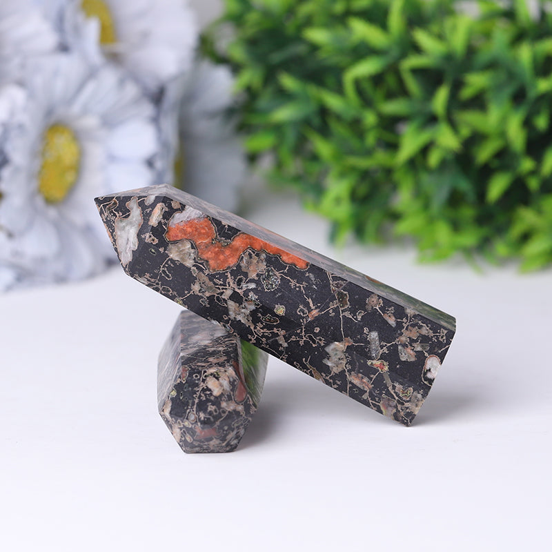 Natural Plum Blossom Jasper Crystal Tower 2.4-4.5 inch Healing Point