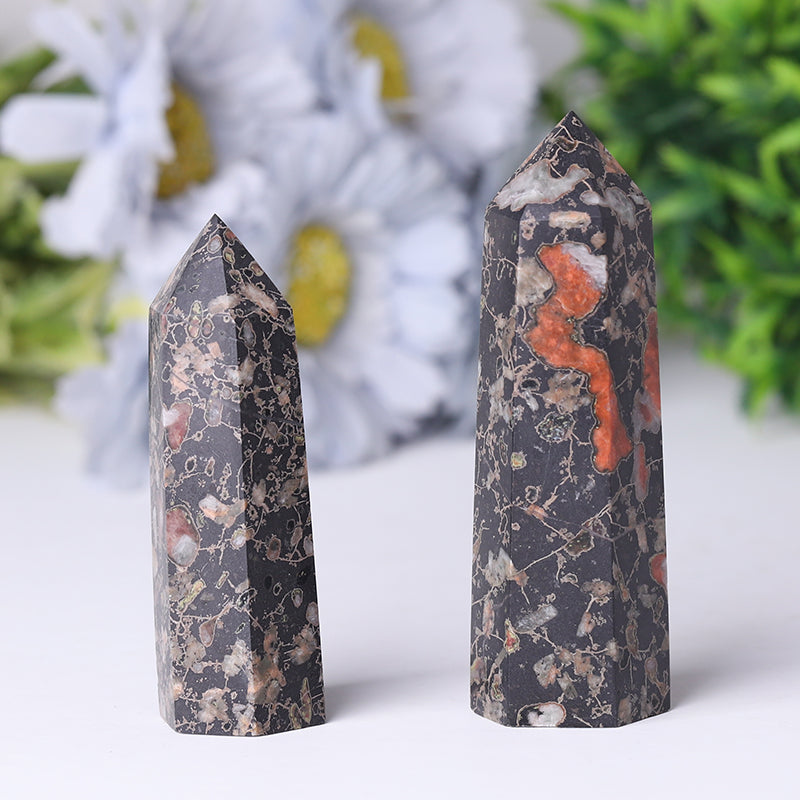 Natural Plum Blossom Jasper Crystal Tower 2.4-4.5 inch Healing Point