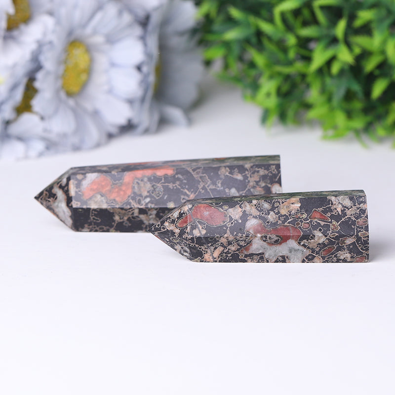 Natural Plum Blossom Jasper Crystal Tower 2.4-4.5 inch Healing Point