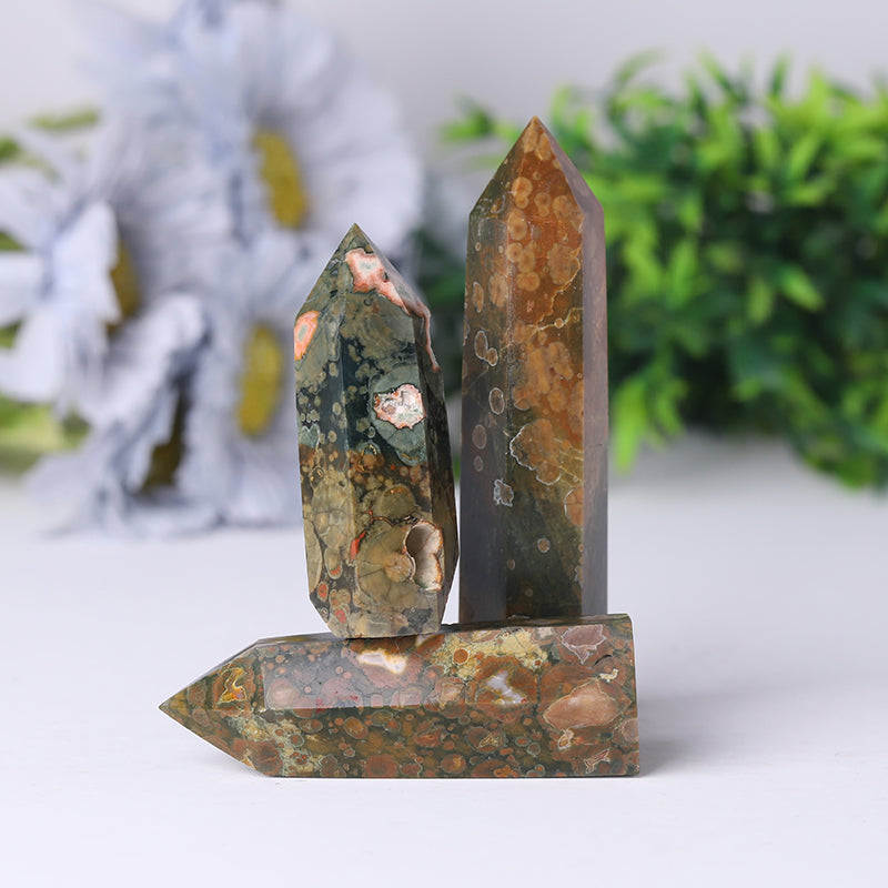 Natural Rainforest Jasper Healing Crystal Tower 2.4-4.5 inches