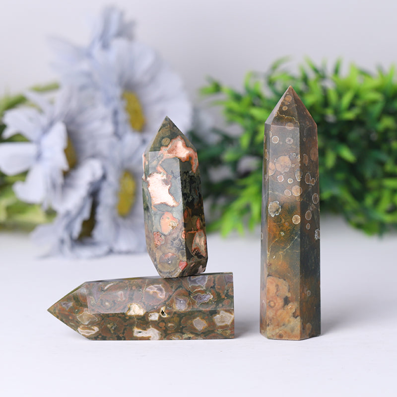 Natural Rainforest Jasper Healing Crystal Tower 2.4-4.5 inches