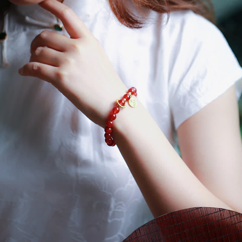 Bracelet de confiance en agate rouge naturelle pour le calme et la croissance