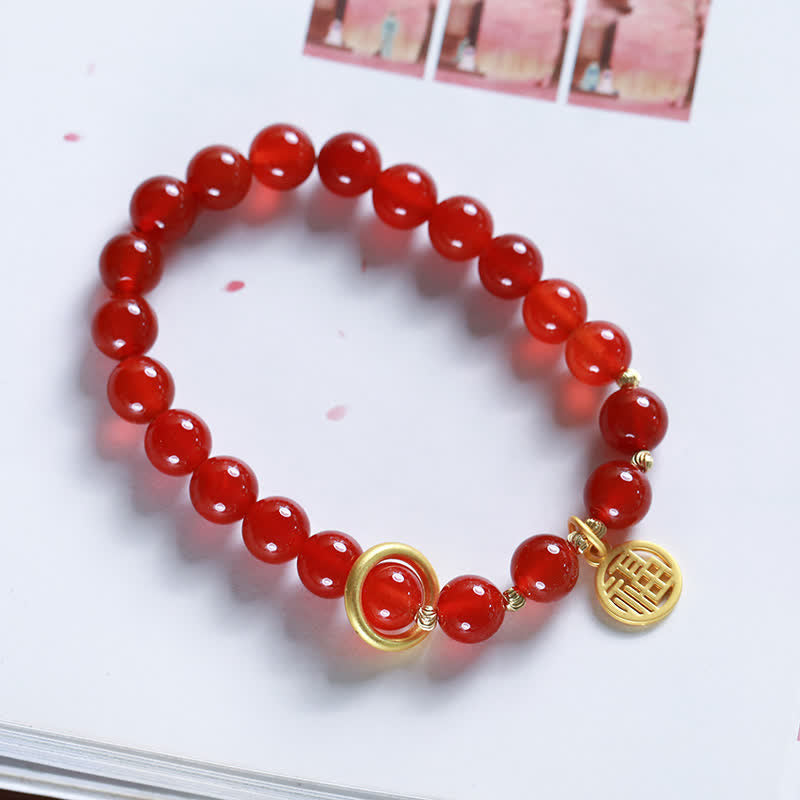 Bracelet de confiance en agate rouge naturelle pour le calme et la croissance