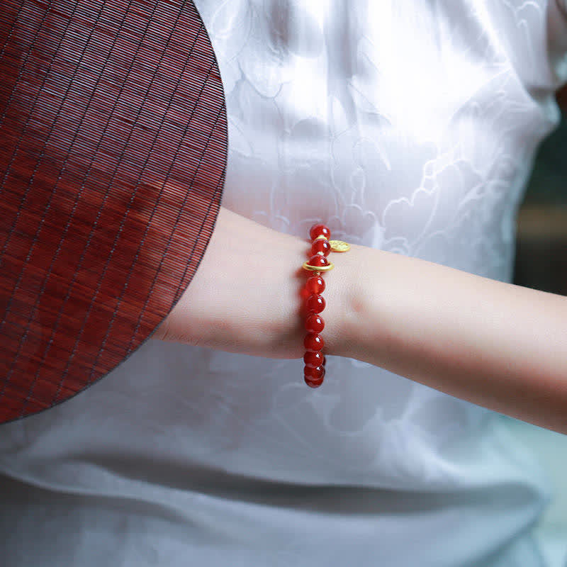Bracelet de confiance en agate rouge naturelle pour le calme et la croissance