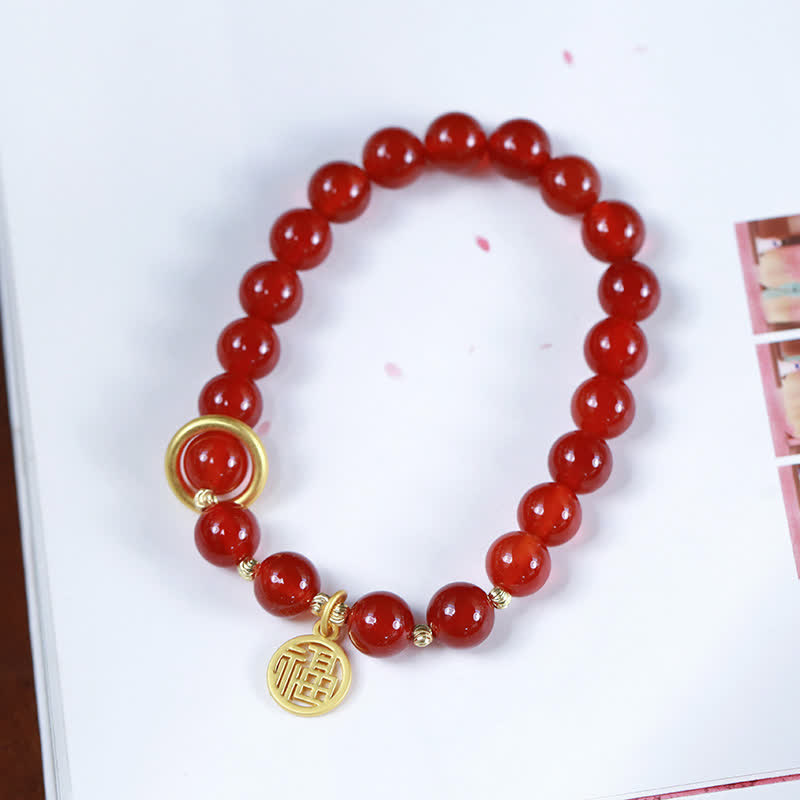 Bracelet de confiance en agate rouge naturelle pour le calme et la croissance