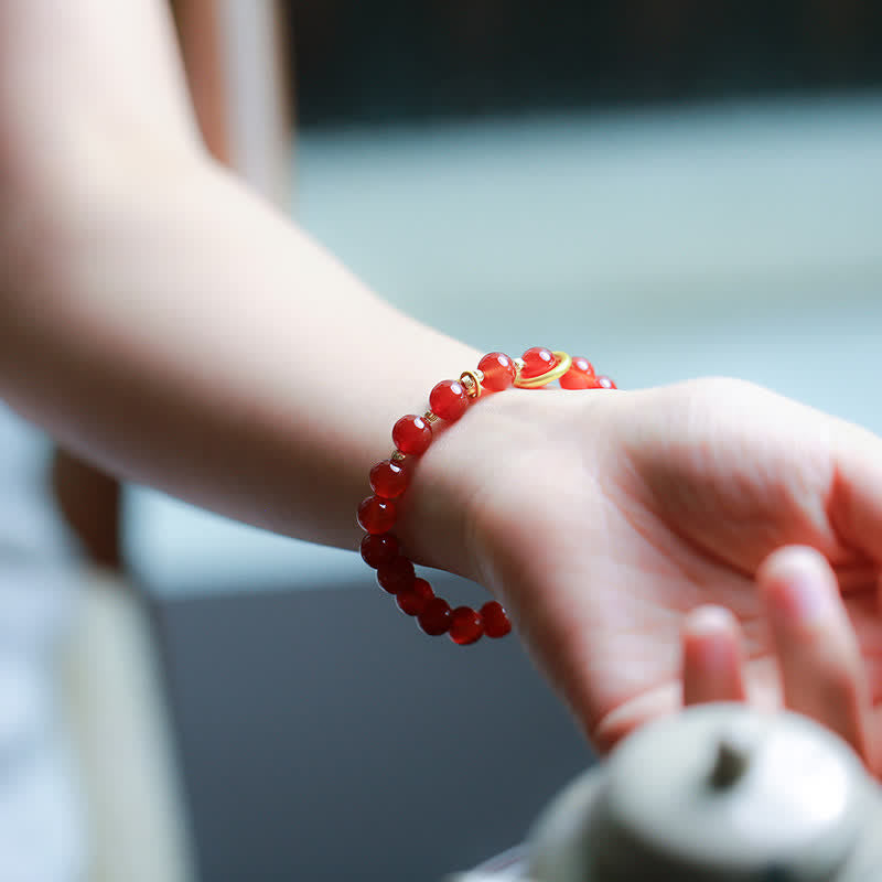 Bracelet de confiance en agate rouge naturelle pour le calme et la croissance