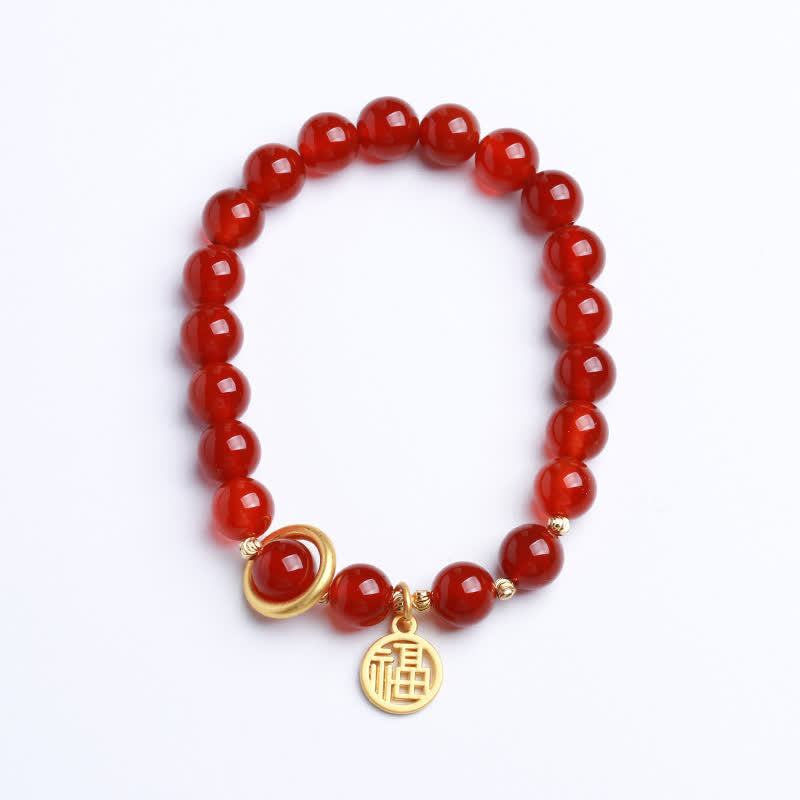 Bracelet de confiance en agate rouge naturelle pour le calme et la croissance