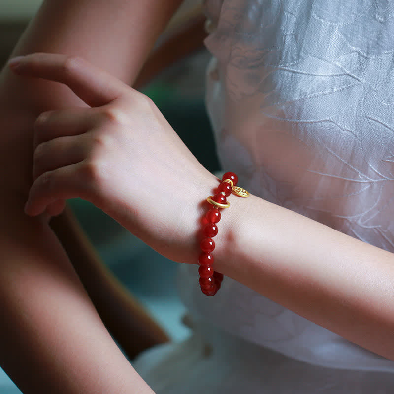 Bracelet de confiance en agate rouge naturelle pour le calme et la croissance