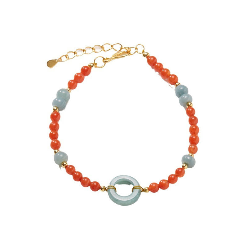 Bracelet en agate rouge naturelle et jade avec boucle de paix pour plus de confiance
