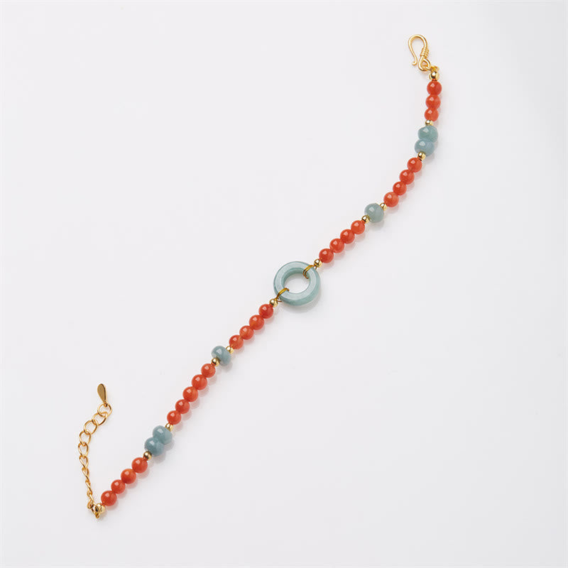 Bracelet en agate rouge naturelle et jade avec boucle de paix pour plus de confiance