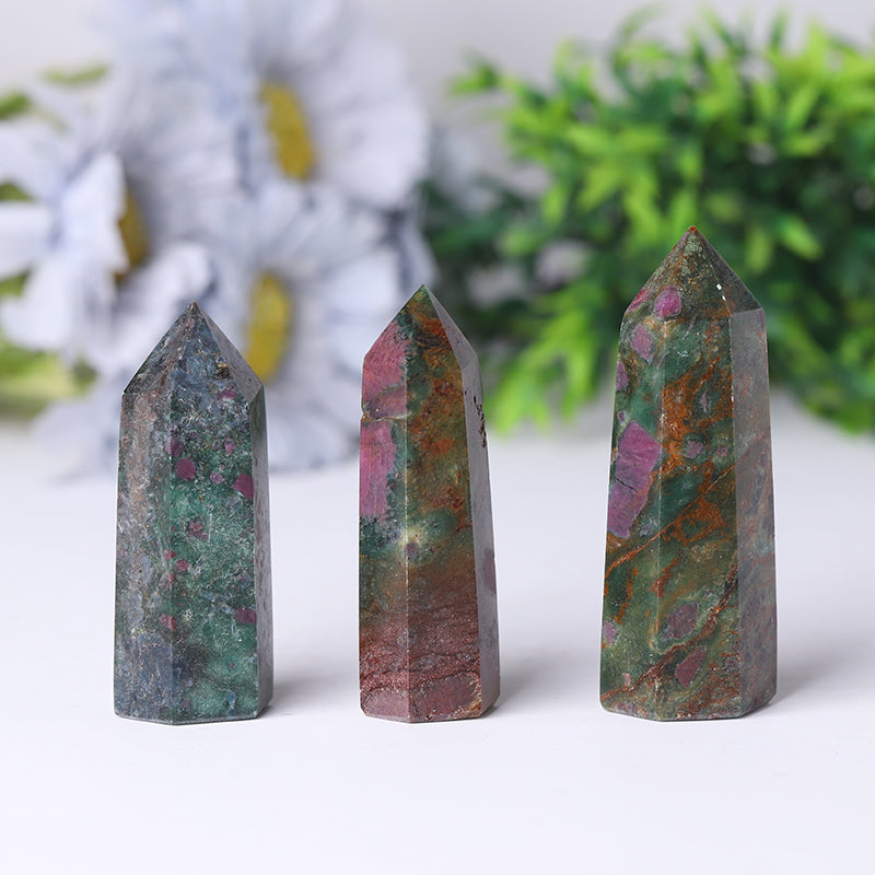Natural Ruby Kyanite Healing Tower 2.4-4.5in for Protection