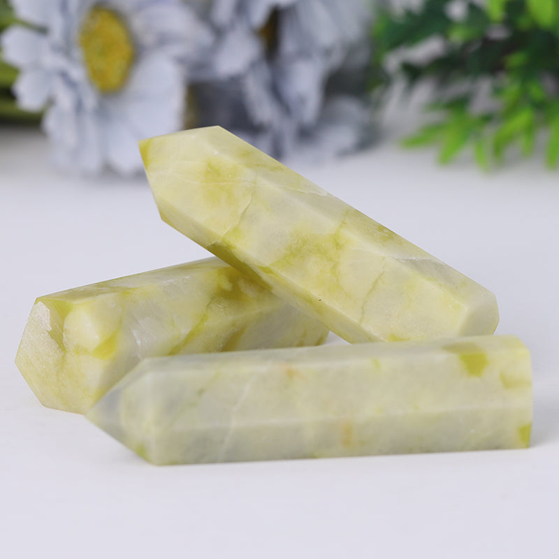 Natural Serpentine Jade Crystal Tower 2.4-4.5 inch Healing Point
