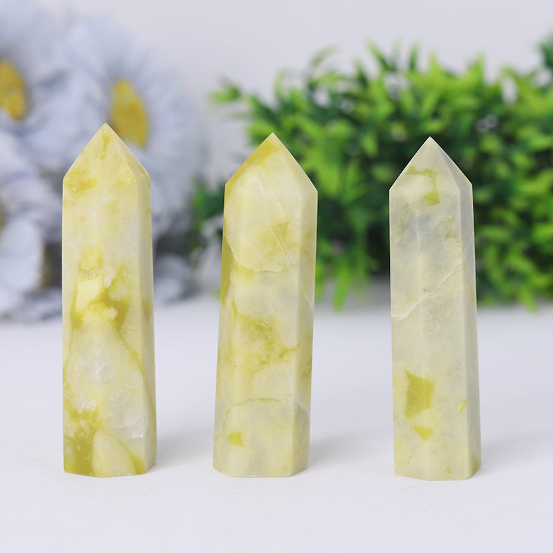 Natural Serpentine Jade Crystal Tower 2.4-4.5 inch Healing Point