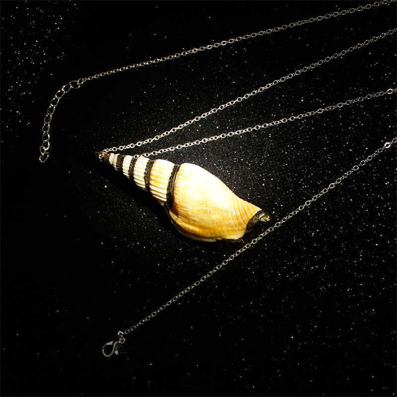Collier spirituel porte-bonheur en coquillage de conque Shankha naturel