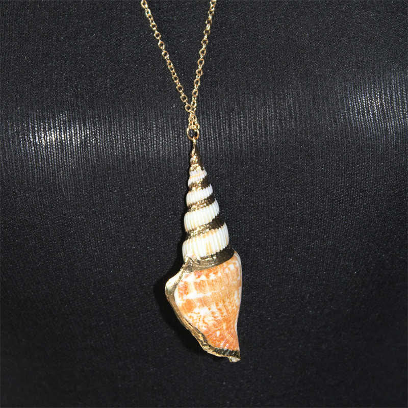 Collier spirituel porte-bonheur en coquillage de conque Shankha naturel