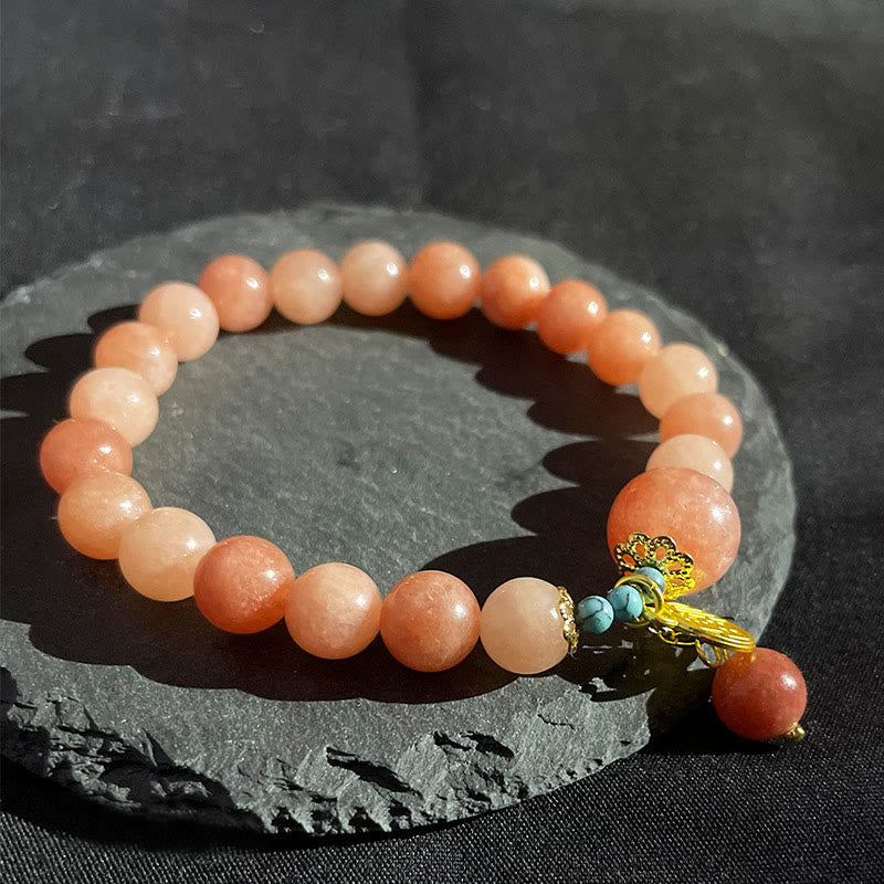 Bracelet porte-bonheur en pierre naturelle turquoise avec personnage Fu