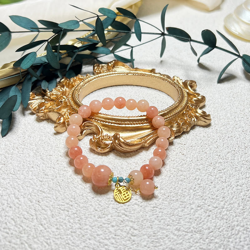 Bracelet porte-bonheur en pierre naturelle turquoise avec personnage Fu