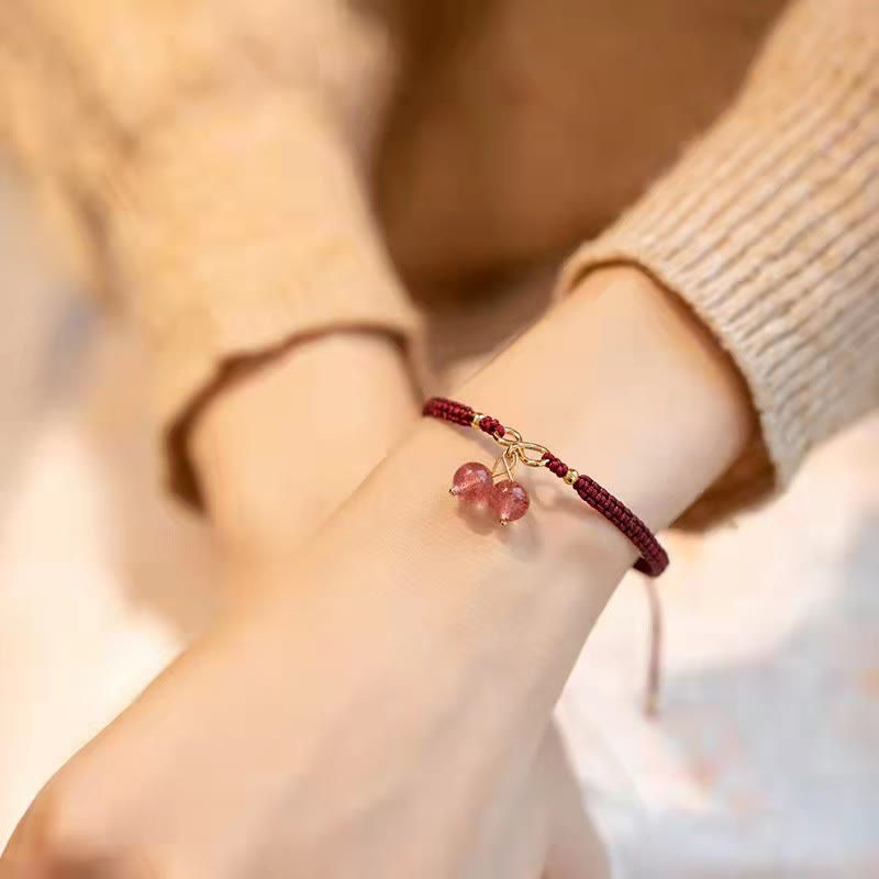 Bracelet fantôme vert améthyste quartz fraise naturel pour une énergie positive