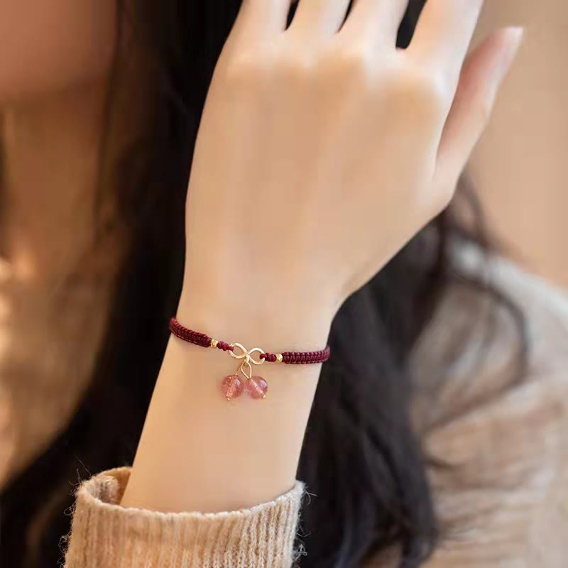Bracelet fantôme vert améthyste quartz fraise naturel pour une énergie positive