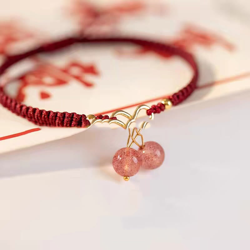Bracelet fantôme vert améthyste quartz fraise naturel pour une énergie positive